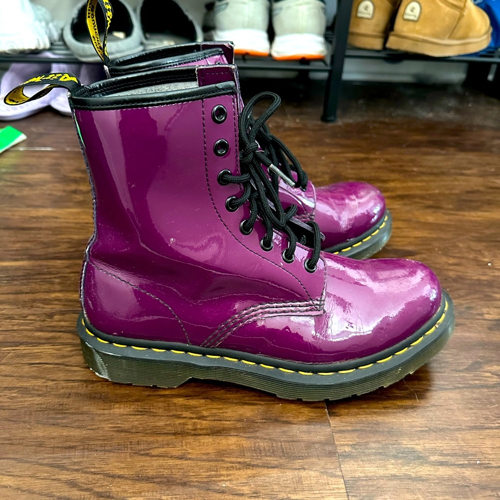 Dr Martens purple patent boot size 8